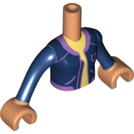 Lego Minidoll Torso Girl with Dark Blue Jacket, Bright Light Yellow Shirt, Lavender Trim print, Nougat Arms and Hands / Nougat