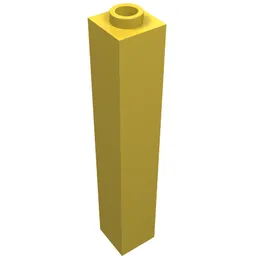 Brick 1 x 1 x 5 with Blocked Open or Hollow Stud / Yellow