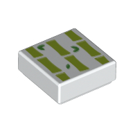 Lego Tile 1 x 1 and Bamboo print / White
