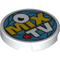 Tile Round 2 x 2 with 'MIX TV' Print / White