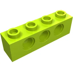 Technic Brick 1 x 4 [3 Pin Holes] / Lime