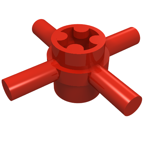 Lego Technic Axle Connector Hub with 4 Bars at 90° / Red