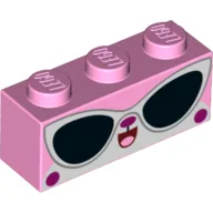 Brick 1 x 3 with Unikitty, Sunglasses, Open Mouth Print / Bright Pink