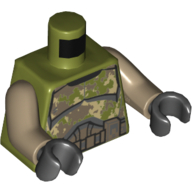 Lego Torso Camouflage Kashyyyk Clone Trooper Body Armour Print, Dark Tan Arms, Black Hands / Olive Green