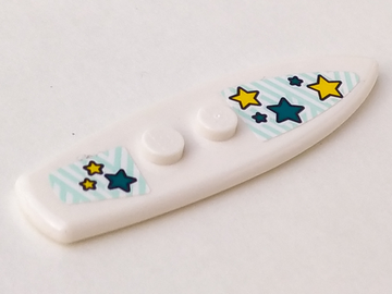 Lego Minifigure, Utensil Surfboard Standard with Dark Turquoise and Yellow Stars Pattern (Stickers) - Set 41364