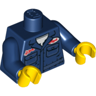 Lego Torso Mechanic Shirt with Two Pockets and Dirt Stains Print, Dark Blue Arms, Yellow Hands / Dark Blue