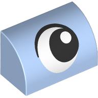 Lego Brick Curved 1 x 2 x 1 No Studs with Eye, Looking Right print / Bright Light Blue
