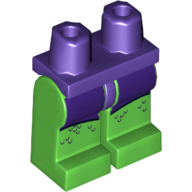 Lego Hips and Bright Green Legs with Dark Purple Shorts and Black Scales Print (Green Goblin)