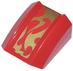 Slope, Curved 2 x 2 Lip with Gold Flames Bottom Half Pattern (Sticker) - Set 70500