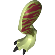 Lego Animal Body Part, Dinosaur, Tyrannosaurus Rex Leg, Left, with Pin Dark Red Markings on Olive Green Print / Yellowish Green
