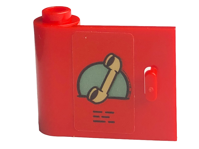 Lego Door 1 x 3 x 2 Left - Open Between Top and Bottom Hinge with Tan Telephone Receiver on Sand Green Circle Pattern (Sticker) - Set 40586
