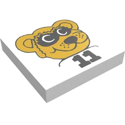 Tile 2 x 2 with Fabuland Raccoon Print / White