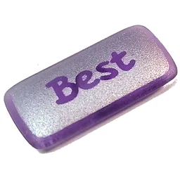 Clikits Icon, Rectangle 3L with Pin, Silver 'Best' Print / Trans-Medium Purple