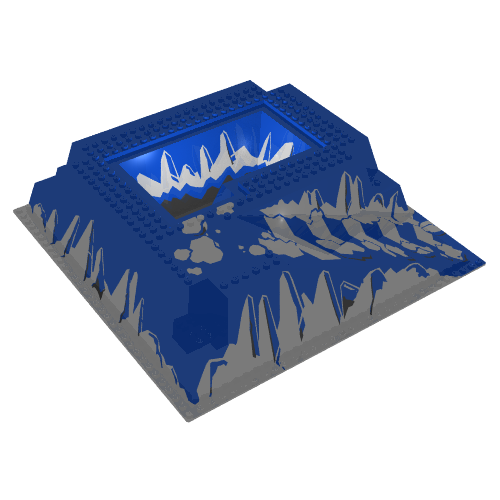 Lego Baseplate Raised 32 x 32 with Ramp and Pit, Ice Print