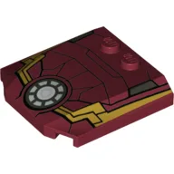 Brick Wedged, Curved Triple 4 x 4 x 2/3, 2 Studs with Iron Man Armor and Round Arc Reactor Print / Dark Red