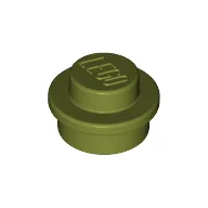 Plate Round 1 x 1 with Solid Stud / Olive Green