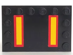 Tile, Modified 4 x 6 with Studs on Edges with Yellow Rectangles with Red Borders Pattern (Stickers) - Set 7034