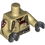 Lego Torso Jumpsuit, 'W.Z.' ID Badge Print, Tan Arms with Ghostbusters Logo, Black Hands / Tan