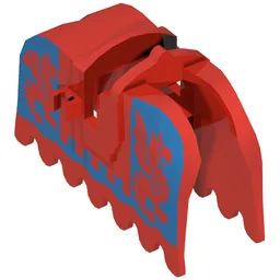 Animal / Creature Accessory, Horse Barding with Blue Dragons (Blue on Red) Print / Red