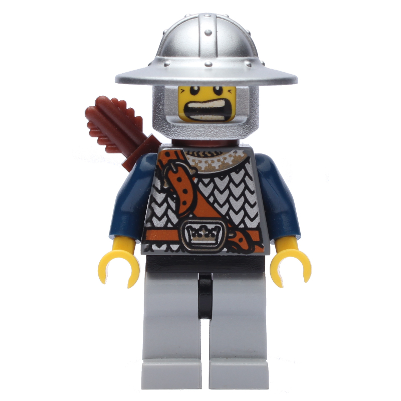 Lego Knight, Archer with Wide Brim Helmet, Quiver, Smile