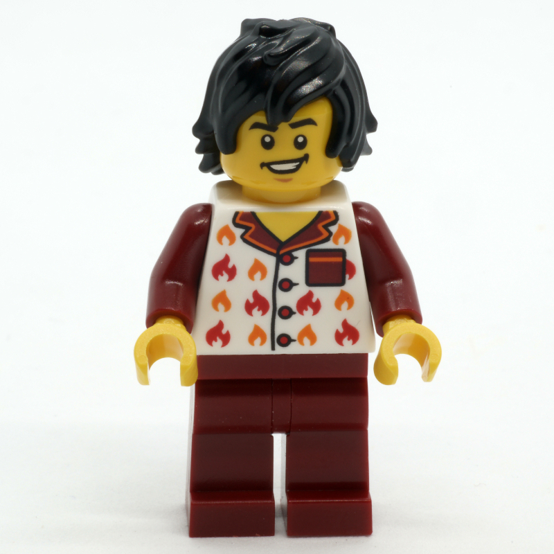 Lego Man, Dark Red and White Pajamas