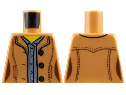 Torso Female Jacket Open with 3 Buttons over Sand Blue Shirt, Yellow Neck Pattern / Medium Nougat