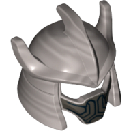 Lego Helmet Trident Shaped with Face Mask with Black Lines Print (Shredder) / Flat Silver