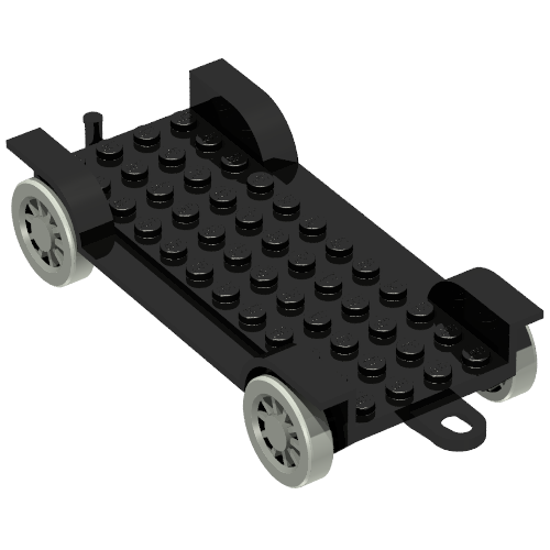 Lego Fabuland, Vehicle Base, Car Chassis 12 x 6 with Tow Hook [Complete Assembly] / Black