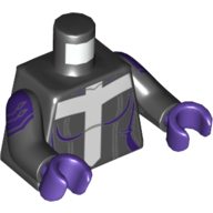 Lego Torso Bodysuit with White Cross (T) Print, Black Arms with Dark Purple Shoulder Print, Dark Purple Hands / Black