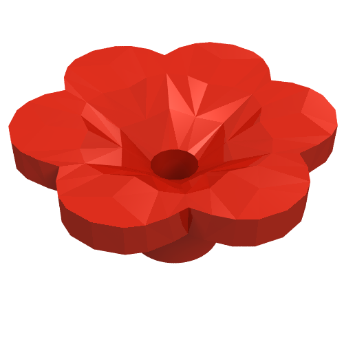 Lego Plant, Outdoor Accessory Kit, Flower with 6 Rounded Petals and Pin / Red