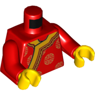 Lego Torso Robe, Gold Decorations and Trim Print, Red Arms, Yellow Hands / Red