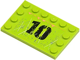 Tile, Modified 4 x 6 with Studs on Edges with Black '10', Rust and Scratches Pattern (Sticker) - Set 8964