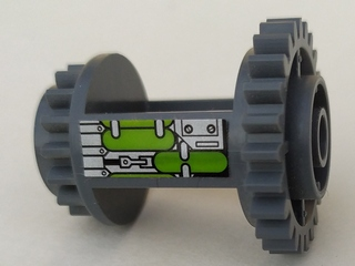 Lego Technic, Gear Differential 24-16 Tooth with Lime Containers Pattern Model Left Side (Sticker) - Set 7477