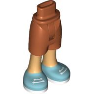 Lego Minidoll Hips and Mid-Length Shorts with Warm Tan Legs, Medium Blue Shoes, White Laces, Soles print / Dark Orange