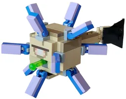 Minecraft Guardian, Elder (6 Medium Azure Plate, Round 1 x 1 Inside) - Brick Built