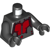 Lego Torso Armor with Red Panels and Circles Print, Black Arms and Hands / Black