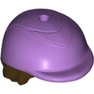 Lego Hair and Hat, Short Dark Brown with Riding Helmet / Medium Lavender