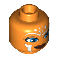 Lego Minifig Head Ahsoka Tano, Dual Sided, Blue Eyes, Smile / Angry Print [Hollow Stud] / Orange
