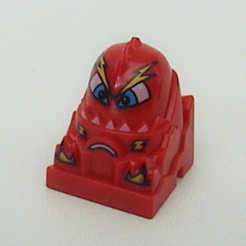 Lego Racer Driver Head, Brick Special 2 x 2 Round, Yellow Lightnings, Blue Eyes, White Teeth print (Lightor)