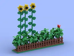 Garden Hedge with Sunflowers