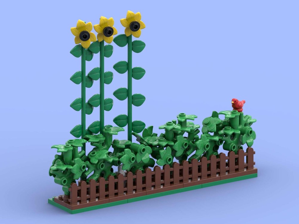 Lego Garden Hedge with Sunflowers