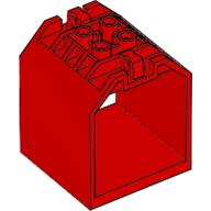 Lego Container / Box, Open Ended 4 x 4 x 4 with 1 Hinge Finger Each End [Plain] / Red