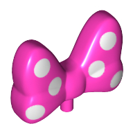 Lego Headwear Accessory Bow Large with Small Pin and 6 White Polka Dots on Front and Back Print / Dark Pink
