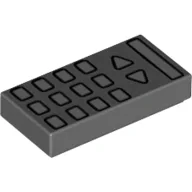 Tile 1 x 2 with TV Remote Control Print / Dark Bluish Gray