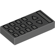 Lego Tile 1 x 2 with TV Remote Control Print / Dark Bluish Gray