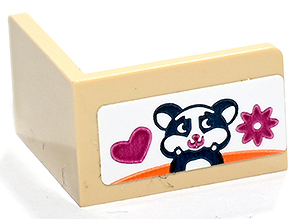 Lego Panel 2 x 2 x 1 Corner with Black Smiling Hamster, Magenta Heart and Star on White Background Pattern (Sticker) - Set 41731