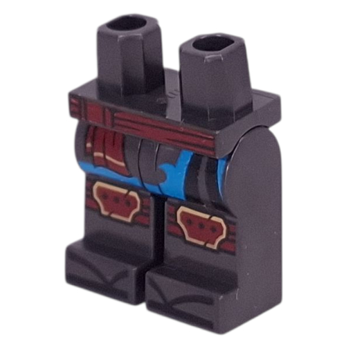Lego Hips and Pearl Titanium Legs with Dark Red Sash, Knee Pads, Robe Ends, Medium Azure Trim print / Pearl Titanium