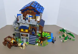 Fortified Castle Living Quarters Medieval Castle 31120 and Medieval Blacksmith 21325 combined