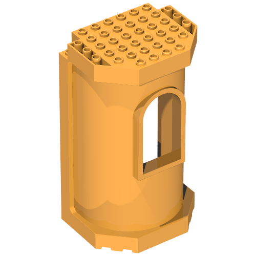 Lego Belville Wall 6 x 8 x 12 - Tower with Window / Medium Orange