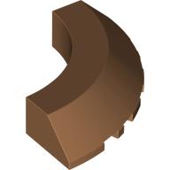 Lego Brick Round Corner 5 x 5 x 1 Slope, Bottom Cut Outs, No Studs, Flat Top / Medium Nougat
